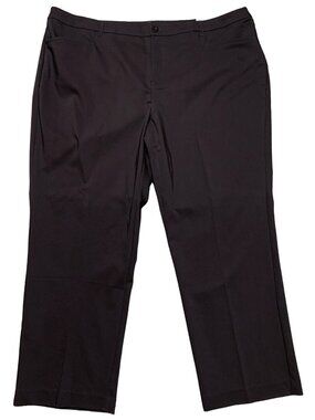 CJ Banks Trousers Womens Sz 24W Brown Relaxed Fit High-Rise Stretch Pockets NEW